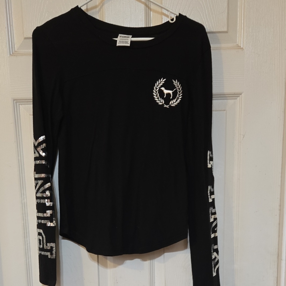 PINK Victoria's Secret Black Shirt with Silver Details